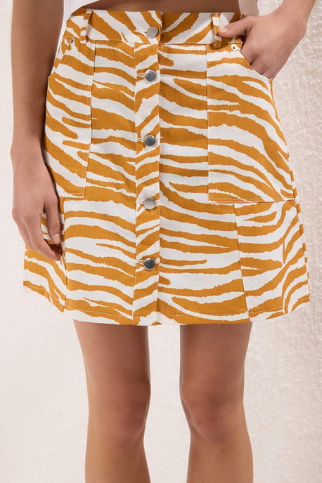 TRENDYOLMİLLA Damen Gelb Animal-Print Kurz / Mini A-Linie A-Linie Röcke - Image 2