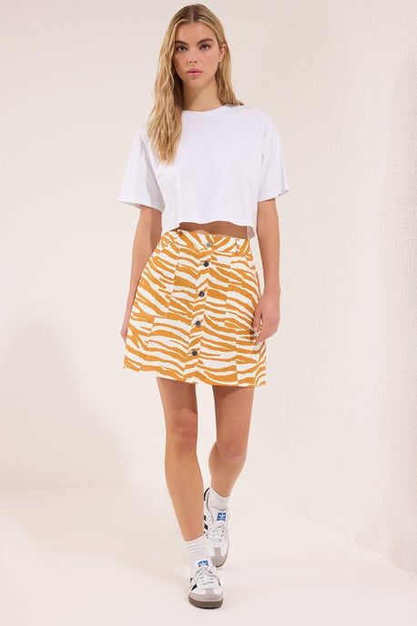 TRENDYOLMİLLA Damen Gelb Animal-Print Kurz / Mini A-Linie A-Linie Röcke - Image 4