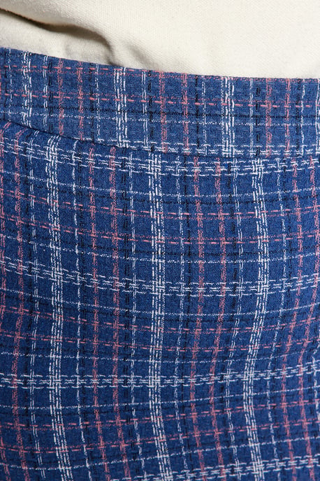 Trendyol Curve Damen Blau Kariert Kurz / Mini Bleistift Rock Große Größen Röcke - Image 3