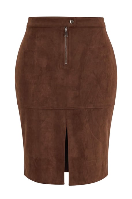 Trendyol Curve Damen Braun Einfarbig Midi Große Größen Röcke - Image 1