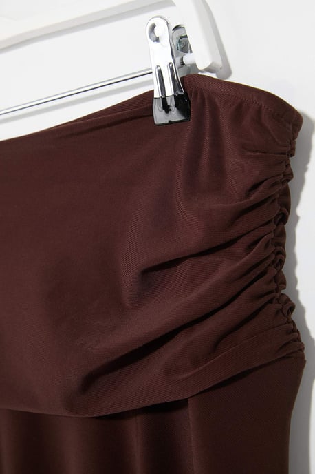 Trendyol Curve Damen Braun Einfarbig Midi Große Größen Röcke - Image 5