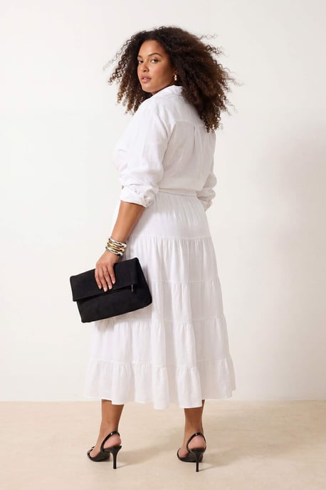 Trendyol Curve Damen Weiß Einfarbig Midi Große Größen Röcke - Image 2
