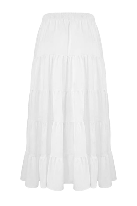 Trendyol Curve Damen Weiß Einfarbig Midi Große Größen Röcke - Image 5