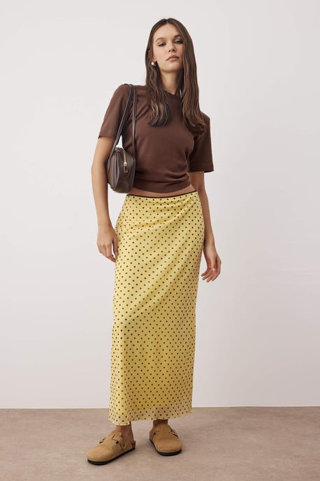 TRENDYOLMİLLA Damen Gelb Kariert Midi Bodycon Bleistift Rock Röcke - Image 1