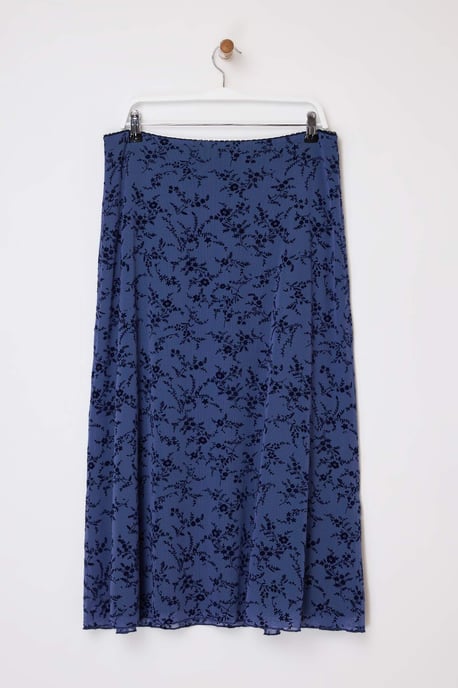 Trendyol Curve Damen Blau Geblümt Midi Große Größen Röcke - Image 4