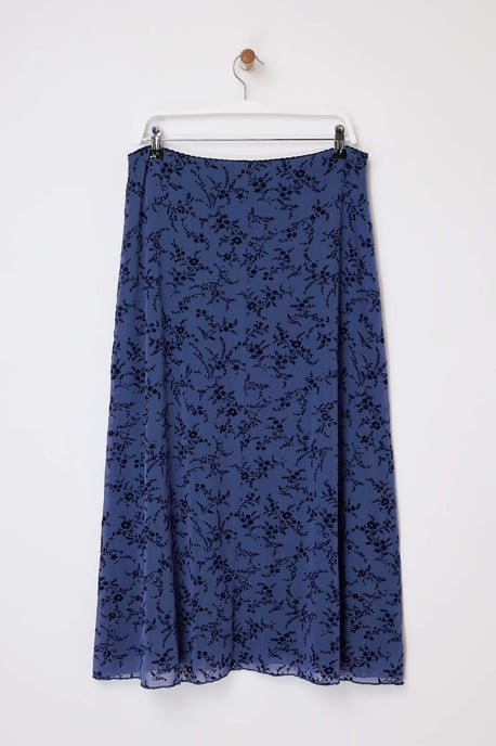 Trendyol Curve Damen Blau Geblümt Midi Große Größen Röcke - Image 5