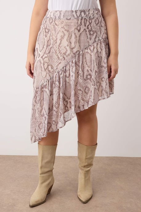 Trendyol Curve Damen Mehrfarbig Animal-Print Midi Asymmetrisch Große Größen Röcke - Image 2