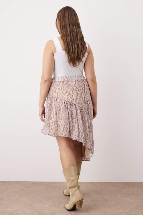 Trendyol Curve Damen Mehrfarbig Animal-Print Midi Asymmetrisch Große Größen Röcke - Image 3