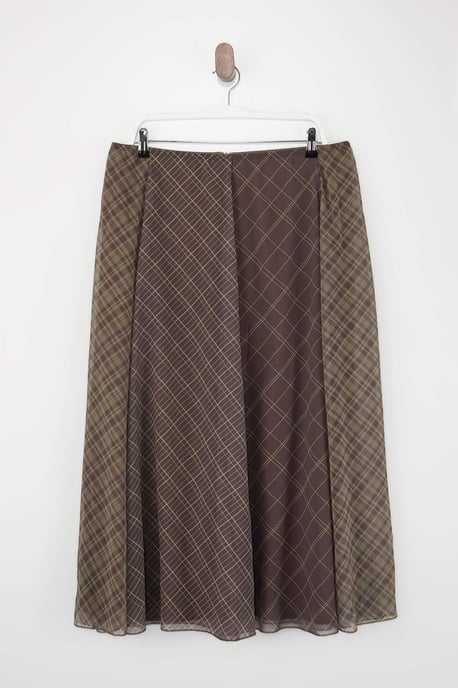 Trendyol Curve Damen Khaki Kariert Midi Große Größen Röcke - Image 4