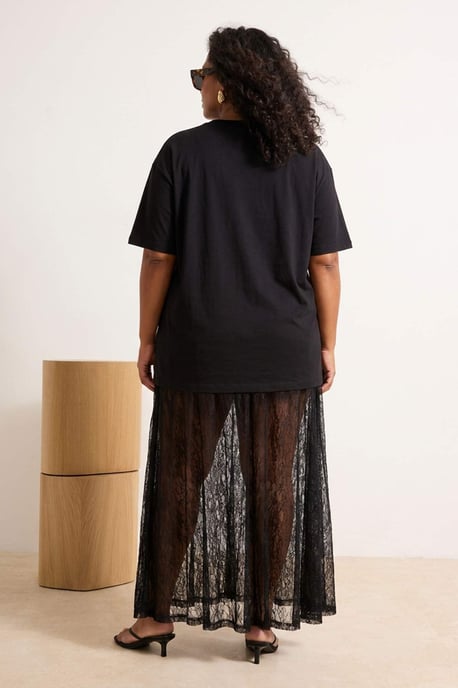 Trendyol Curve Damen Schwarz Einfarbig Midi Große Größen Röcke - Image 2
