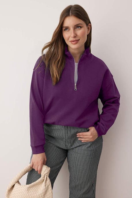 Trendyol Curve Damen Lila Einfarbig Lang Regular Fit Große Größen Sweatshirts - Image 1