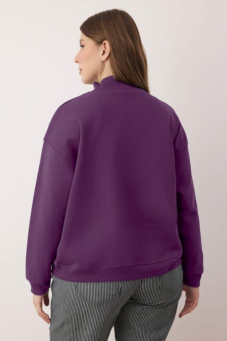 Trendyol Curve Damen Lila Einfarbig Lang Regular Fit Große Größen Sweatshirts - Image 3