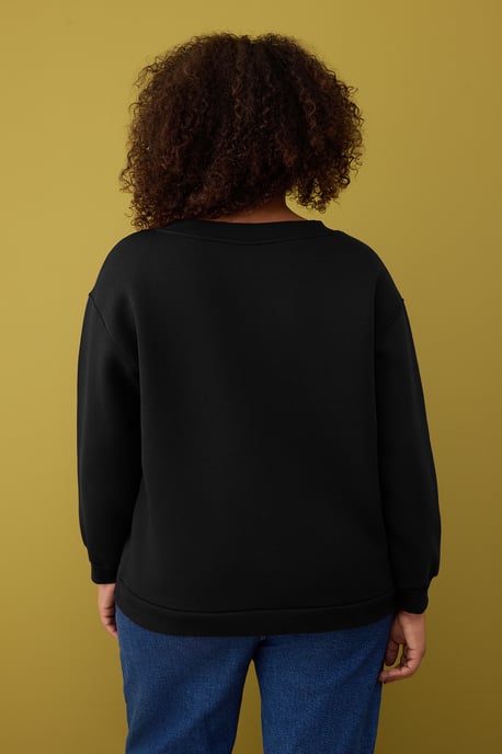 Trendyol Curve Damen Schwarz Einfarbig Lang Relaxed Fit Große Größen Sweatshirts - Image 3