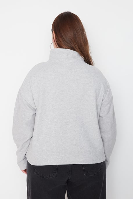 Trendyol Curve Damen Grau Einfarbig Lang Oversize Große Größen Sweatshirts - Image 4