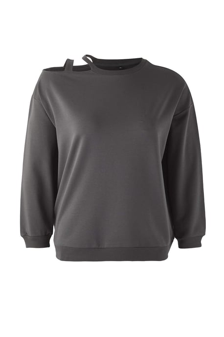 Trendyol Curve Damen Grau Einfarbig Lang Oversize Große Größen Sweatshirts - Image 4