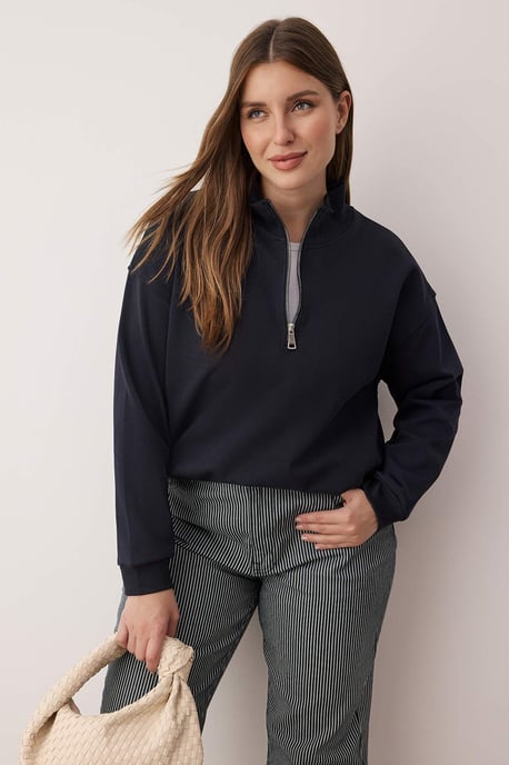 Trendyol Curve Damen Dunkelblau Einfarbig Lang Regular Fit Große Größen Sweatshirts - Image 1