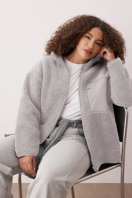Trendyol Curve Damen Grau Einfarbig Lang Oversize Große Größen Sweatshirts - Image 3