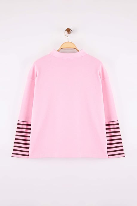 Trendyol Curve Damen Rosa Einfarbig 3/4-Arm Oversize Große Größen Sweatshirts - Image 5
