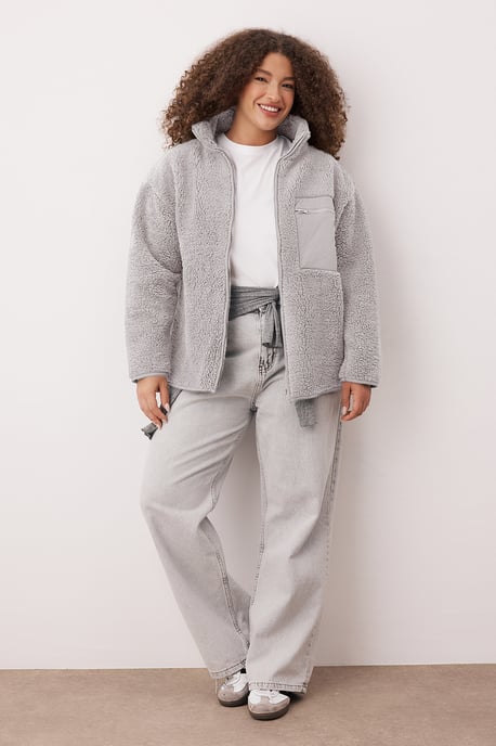 Trendyol Curve Damen Grau Einfarbig Lang Oversize Große Größen Sweatshirts - Image 6