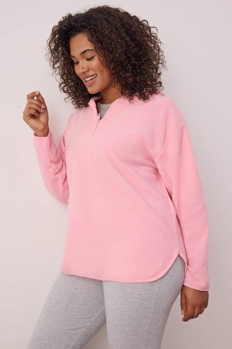 Trendyol Curve Damen Rosa Einfarbig Lang Oversize Große Größen Sweatshirts - Image 2
