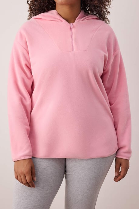 Trendyol Curve Damen Rosa Einfarbig Lang Oversize Große Größen Sweatshirts - Image 3