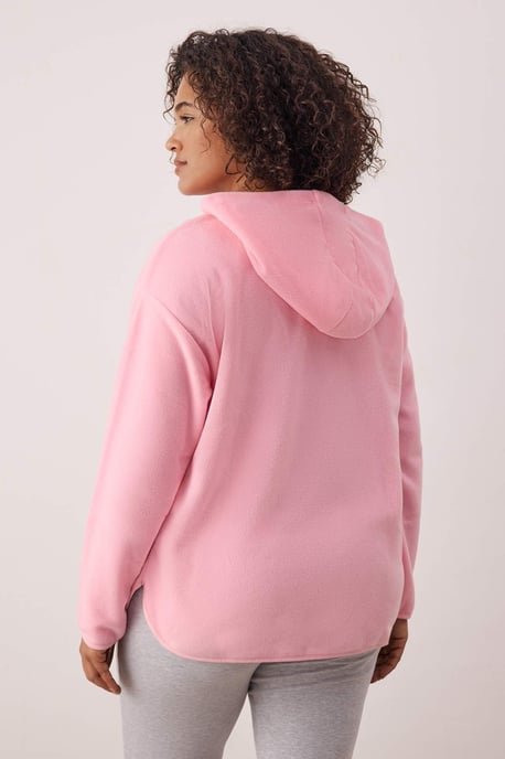 Trendyol Curve Damen Rosa Einfarbig Lang Oversize Große Größen Sweatshirts - Image 4