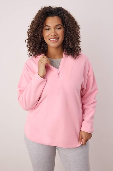 Trendyol Curve Damen Rosa Einfarbig Lang Oversize Große Größen Sweatshirts - Image 6