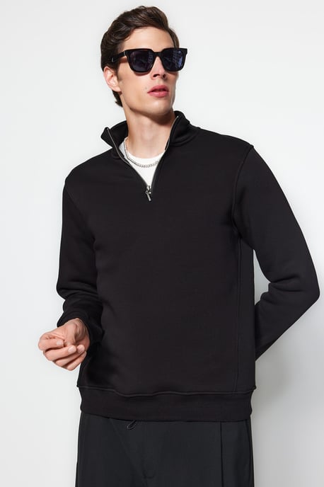 TRENDYOL MAN Herren Schwarz Animal-Print Lang Regular Fit Sweatshirts - Image 1