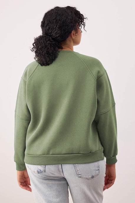 Trendyol Curve Damen Khaki Slogan Lang Regular Fit Große Größen Sweatshirts - Image 4