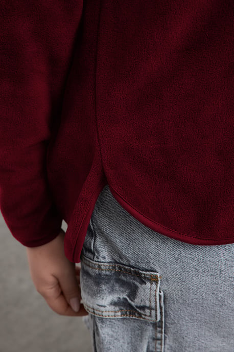 Trendyol Curve Damen Bordeaux Einfarbig Lang Oversize Große Größen Sweatshirts - Image 4