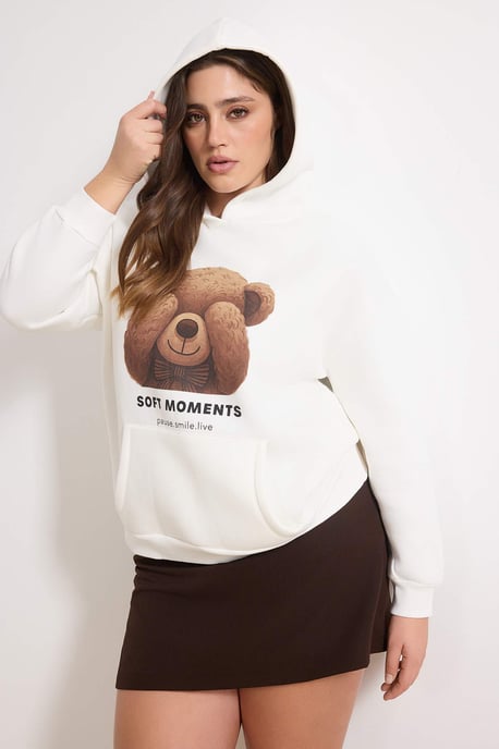 Trendyol Curve Damen Ecru Animal-Print Lang Oversize Große Größen Sweatshirts - Image 6