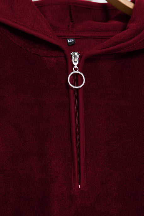 Trendyol Curve Damen Bordeaux Einfarbig Lang Oversize Große Größen Sweatshirts - Image 5