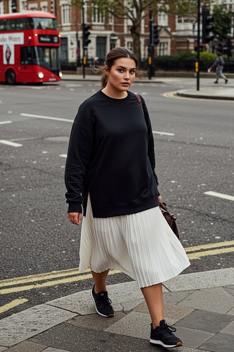 Trendyol Curve Damen Schwarz Einfarbig Lang Oversize Große Größen Sweatshirts - Image 1