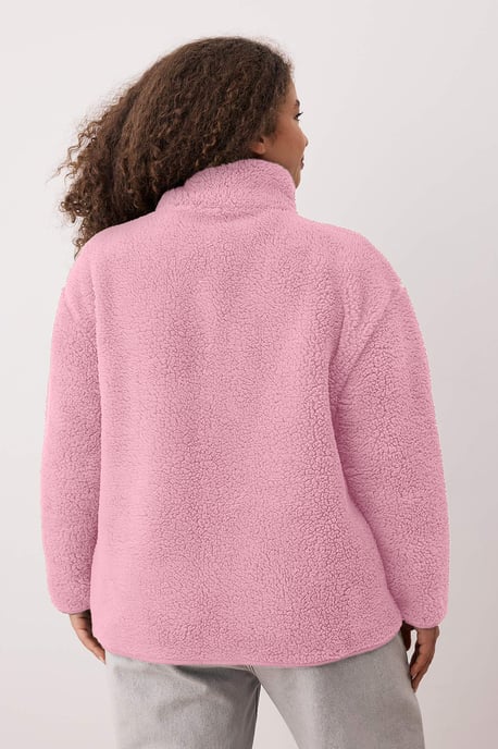 Trendyol Curve Damen Rosa Einfarbig Lang Oversize Große Größen Sweatshirts - Image 4