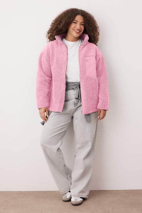 Trendyol Curve Damen Rosa Einfarbig Lang Oversize Große Größen Sweatshirts - Image 5