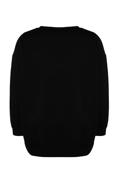Trendyol Curve Damen Schwarz Einfarbig Lang Oversize Große Größen Sweatshirts - Image 5
