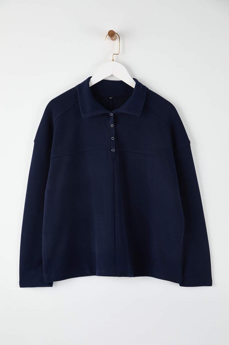 Trendyol Curve Damen Dunkelblau Einfarbig Lang Oversize Große Größen Sweatshirts - Image 2