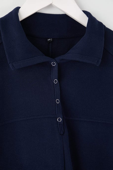 Trendyol Curve Damen Dunkelblau Einfarbig Lang Oversize Große Größen Sweatshirts - Image 3