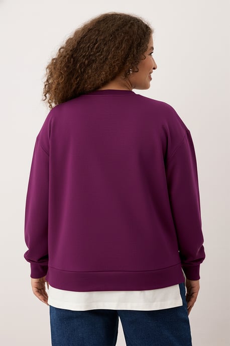 Trendyol Curve Damen Lila Einfarbig Lang Oversize Große Größen Sweatshirts - Image 3