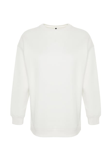 Trendyol Curve Damen Ecru Einfarbig Lang Oversize Große Größen Sweatshirts - Image 5