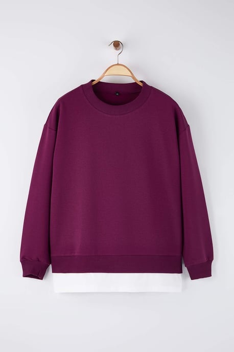 Trendyol Curve Damen Lila Einfarbig Lang Oversize Große Größen Sweatshirts - Image 4