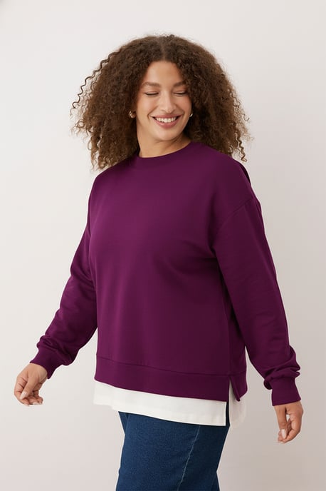 Trendyol Curve Damen Lila Einfarbig Lang Oversize Große Größen Sweatshirts - Image 6
