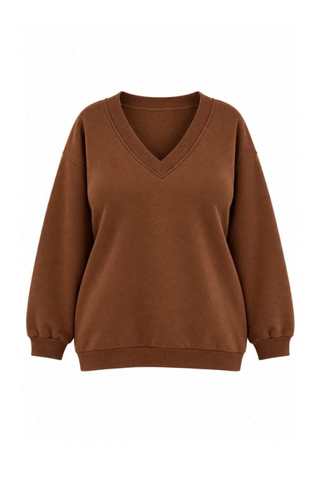 Trendyol Curve Damen Braun Einfarbig Lang Relaxed Fit Große Größen Sweatshirts - Image 1