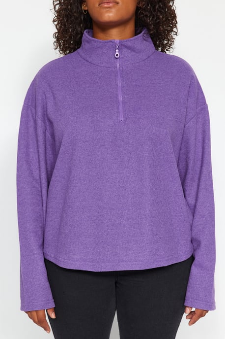 Trendyol Curve Damen Lila Einfarbig Lang Oversize Große Größen Sweatshirts - Image 2