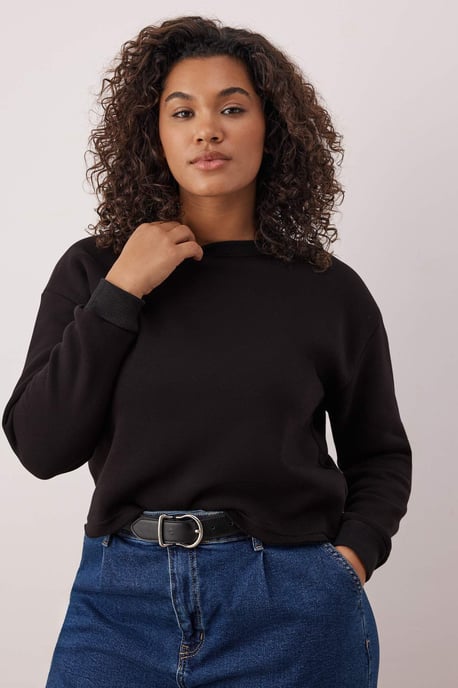 Trendyol Curve Damen Schwarz Einfarbig Lang Regular Fit Große Größen Sweatshirts - Image 1