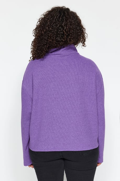 Trendyol Curve Damen Lila Einfarbig Lang Oversize Große Größen Sweatshirts - Image 4