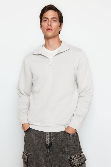 TRENDYOL MAN Herren Ecru Animal-Print Lang Regular Fit Sweatshirts - Image 1