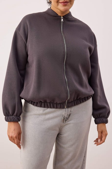 Trendyol Curve Damen Grau Einfarbig Lang Oversize Große Größen Sweatshirts - Image 2