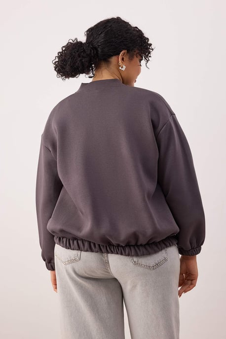 Trendyol Curve Damen Grau Einfarbig Lang Oversize Große Größen Sweatshirts - Image 3