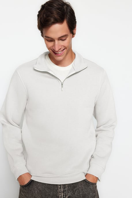 TRENDYOL MAN Herren Ecru Animal-Print Lang Regular Fit Sweatshirts - Image 2